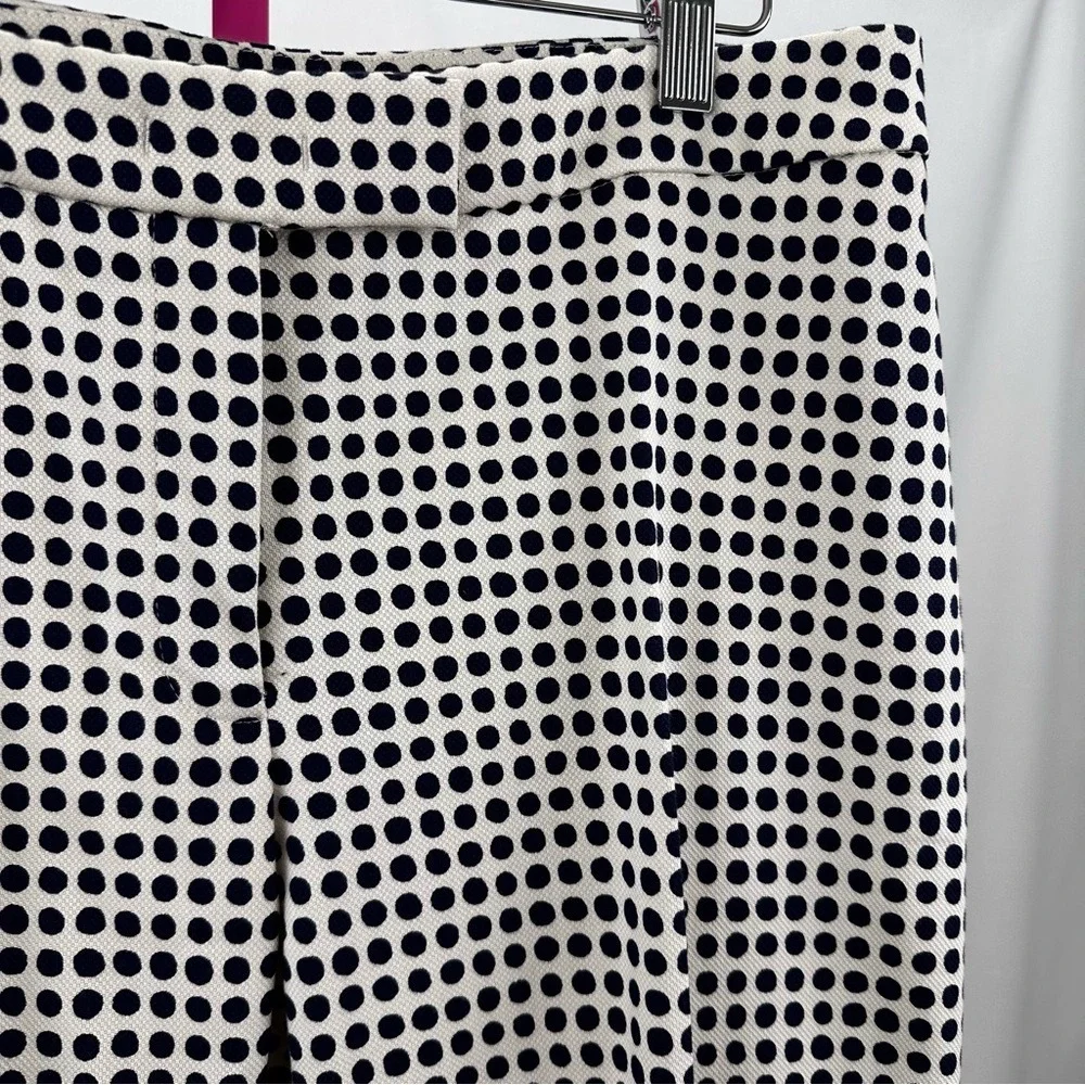 Navy Blue Polka Dot Dress Pants‎ Anne Klein Women's Size 10 White Office Casual - Picture 7 of 16